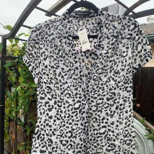 Express black & white leopard print blouse